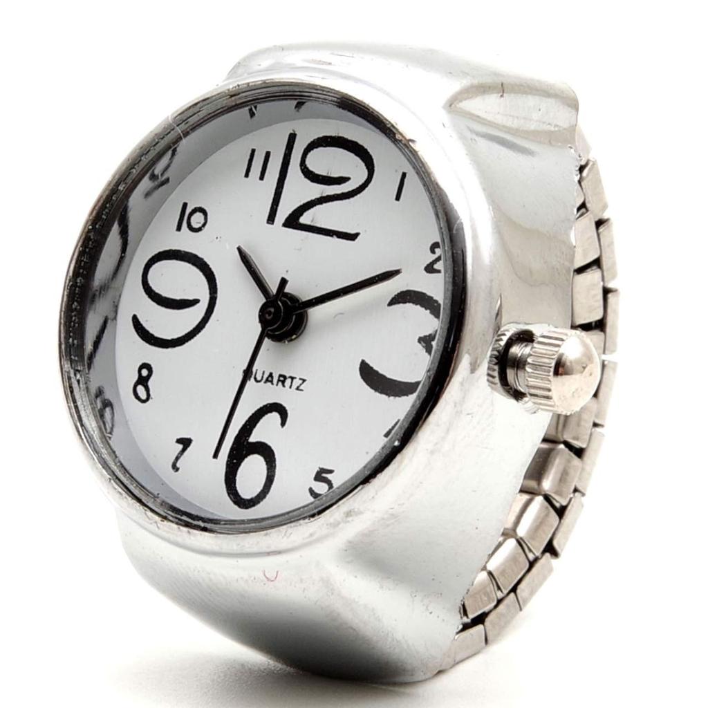 GoodsLand Ring Watch Finger Watch Dial Simple Round Free Size [6color] GD-RINGWT-WH