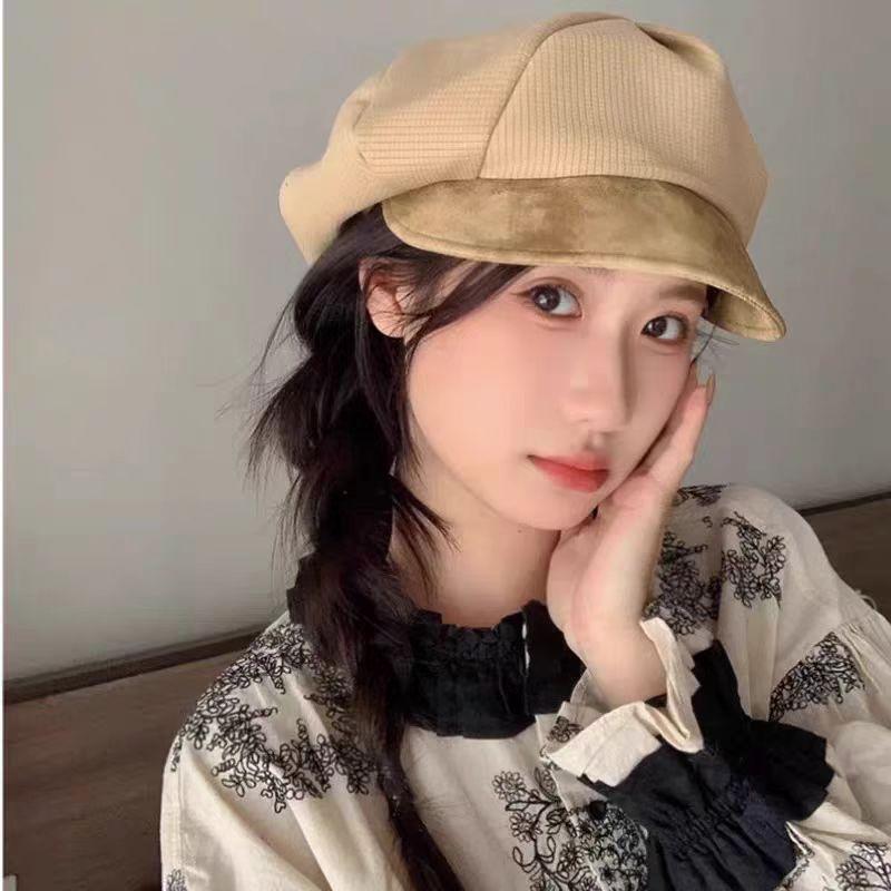 Beret Women'S Autumn Hollow Autumn New Versatile Styling Pleated Design Breathable Face Small Bud Painter Hat