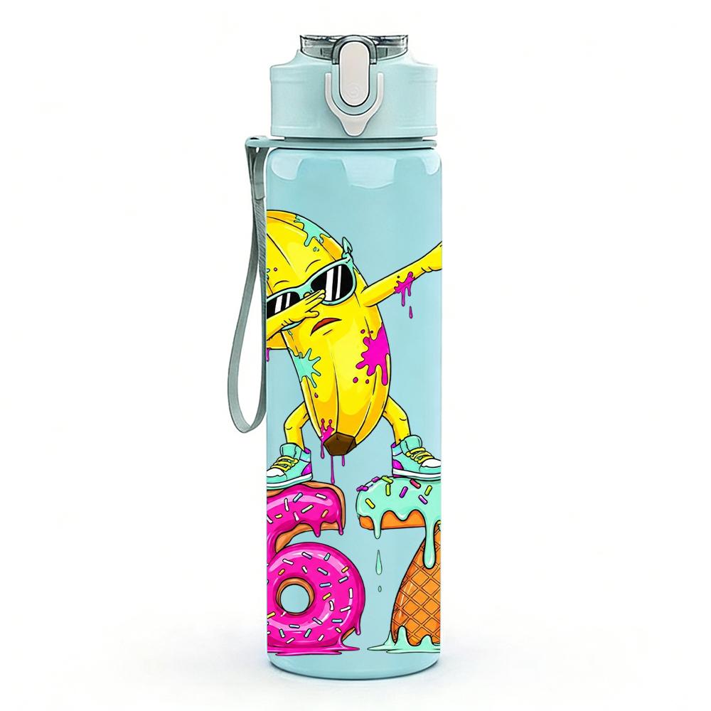 1PC Color Number 67 Skate Figure Layout 750ml Color Plastic Water Bottle Leakproof Flip Straw Lid For Sports Office Home Use