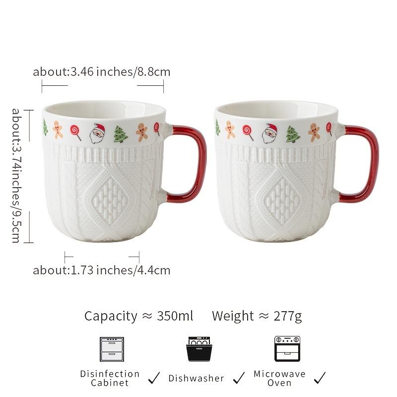 380ml Christmas Sweater Ceramic Mug with Festive Holiday Icons – Red Handle Coffee & Tea Cup Gift for Winter and Xmas
