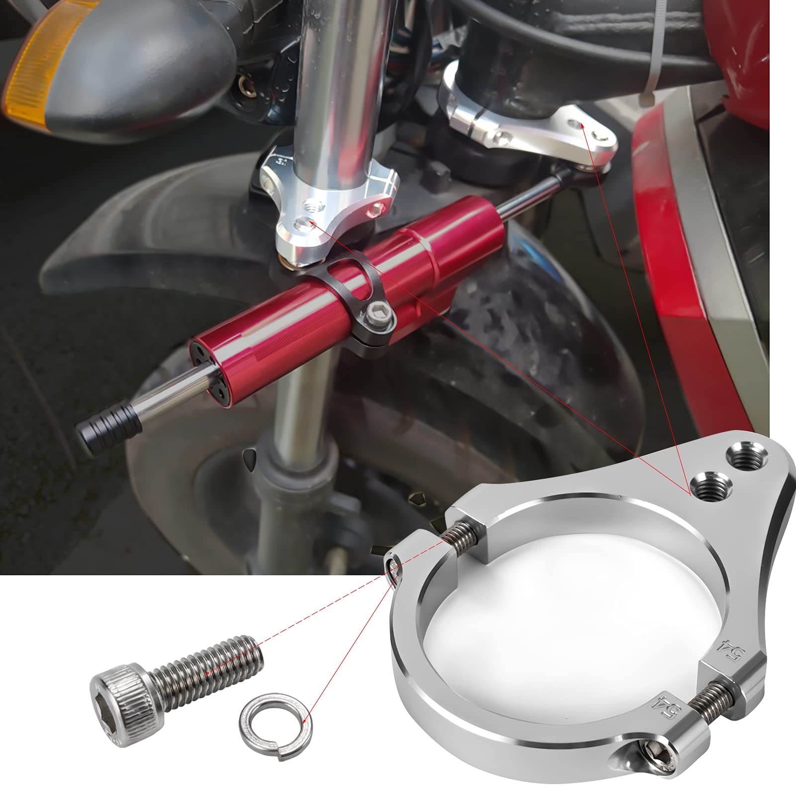 

Универсальный кронштейн вилки 37 мм Кронштейн крепления вилки рулевого демпфера Диаметр кронштейна 37 мм, Кронштейн демпфера 37MM серебряный