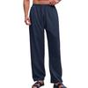 European and American Men's Linen Straight Loose Pants Solid Color Casual Lace-up Wide-leg Beach Pants