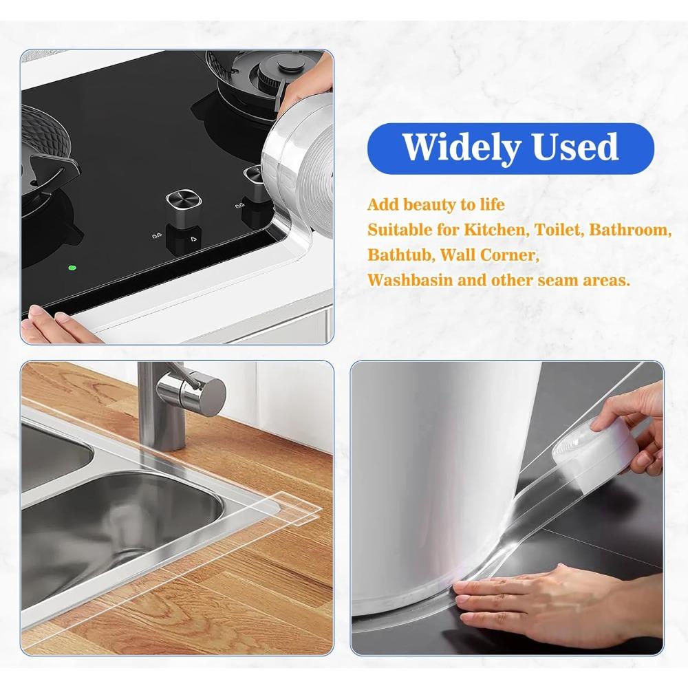 Kitchen Waterproof Mildew Strong Bathroom Toilet Crevice Strip Transparent Adhesive Tape Pool Water Seal