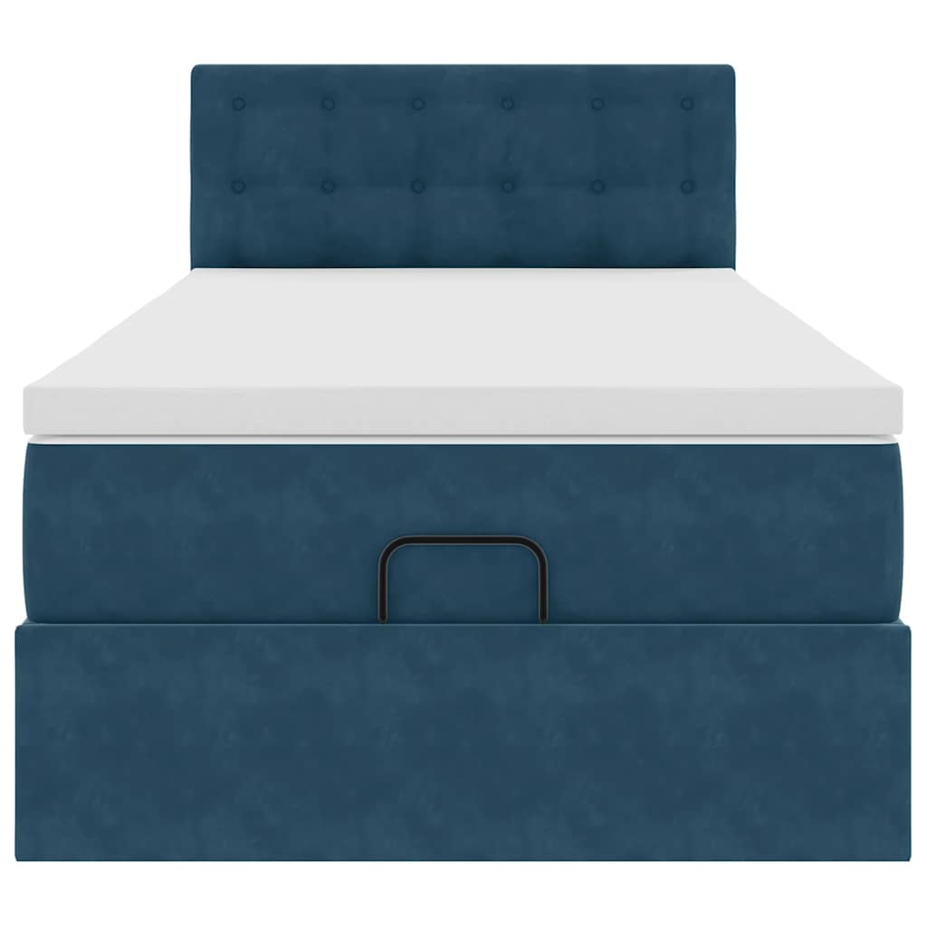 Ottoman Bed with Mattress Dark Blue 100x200 Cm Velvet