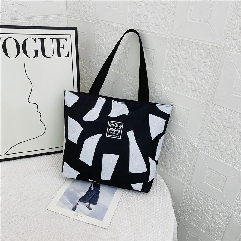 New Canvas Printed Women's Bag Fashionable Versatile Shopping Handbag Tote Bag Large-capacity Student Class Shoulder Bag