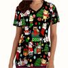 New Christmas Surgical Uniforms Woman Vet Dental Medical Uniform Microstretch V-Neck Short-Sleeve Tops Women's Medical Uniforms