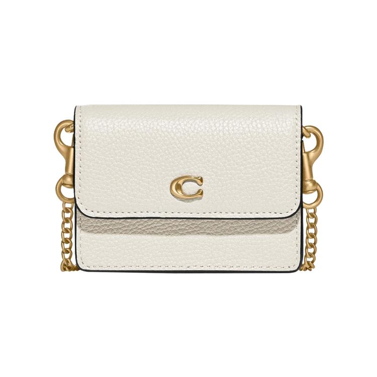 

New COACH Grain Leather Shoulder Bag, Crossbody Bag, Coin Purse, Card Holder Women s White C6718-B4HA 9.9*2.5*8.1CM