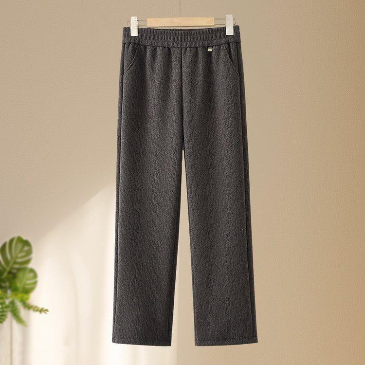 Grandma Style High-Waisted Velvet Elastic Waist Casual Pants for Middle-Aged and Elderly Women