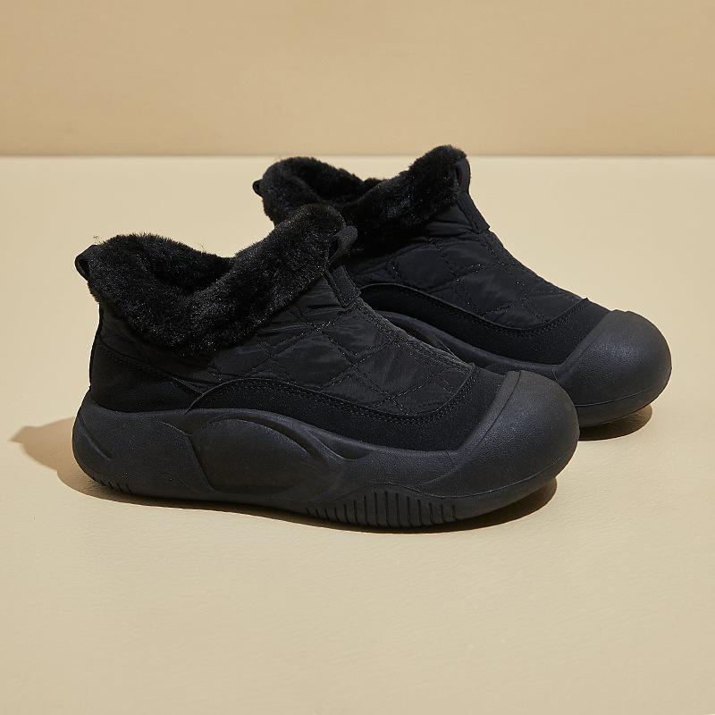 

Женские флисовые высокие зимние ботинки на толстой подошве с круглым носком, повседневная и теплая зимняя обувь | Стильные зимние ботинки 40 чёрный