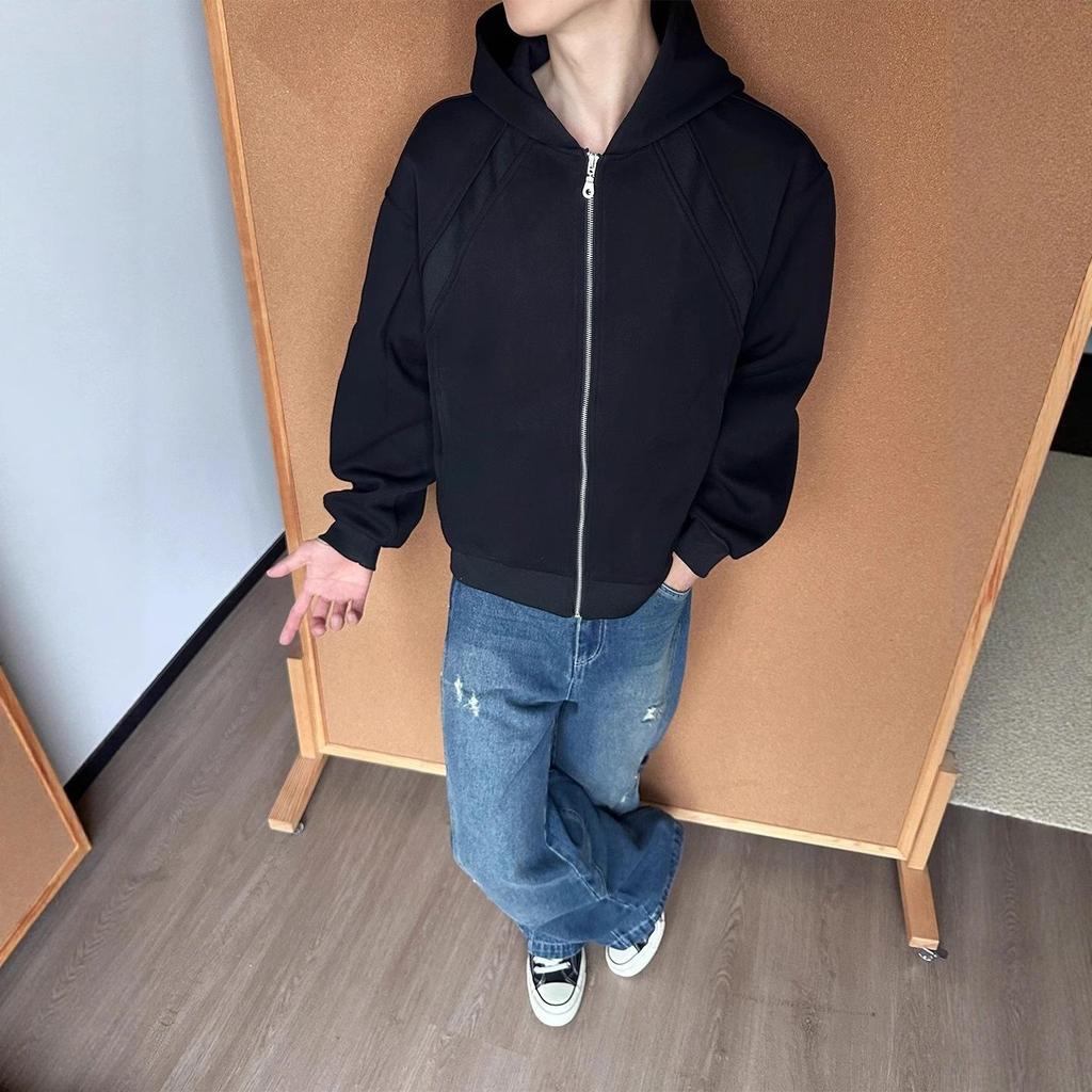 Mens Right Shoulder Sweatshirt Autumn Zipper Cardigan Jacket