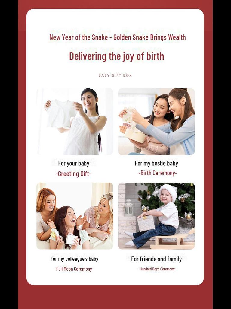 Newborn Gift Box: Spring & Autumn Baby Clothes Suit - Year of the Snake Full Moon Gift