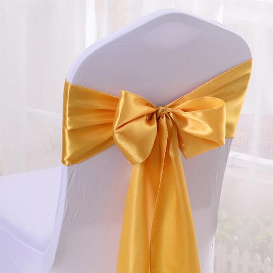 10Pcs Chair Back Flower Satin Chair Tie Bow DIY Bow Tying Banquets Parties Weddings Decoration Chair Styling Accessories