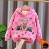 Girls' Velvet Hooded Autumn/Winter Sweatshirts – Thick, Fashionable Korean Style Casual Tops for Baby Girls