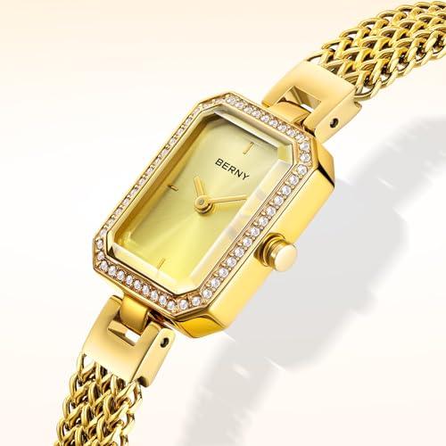 BERNY Women's Watch with Bracelet Set, Crystal Embellished, Stylish and Luxurious Birthday Gift - 3ATM Water Resistant
