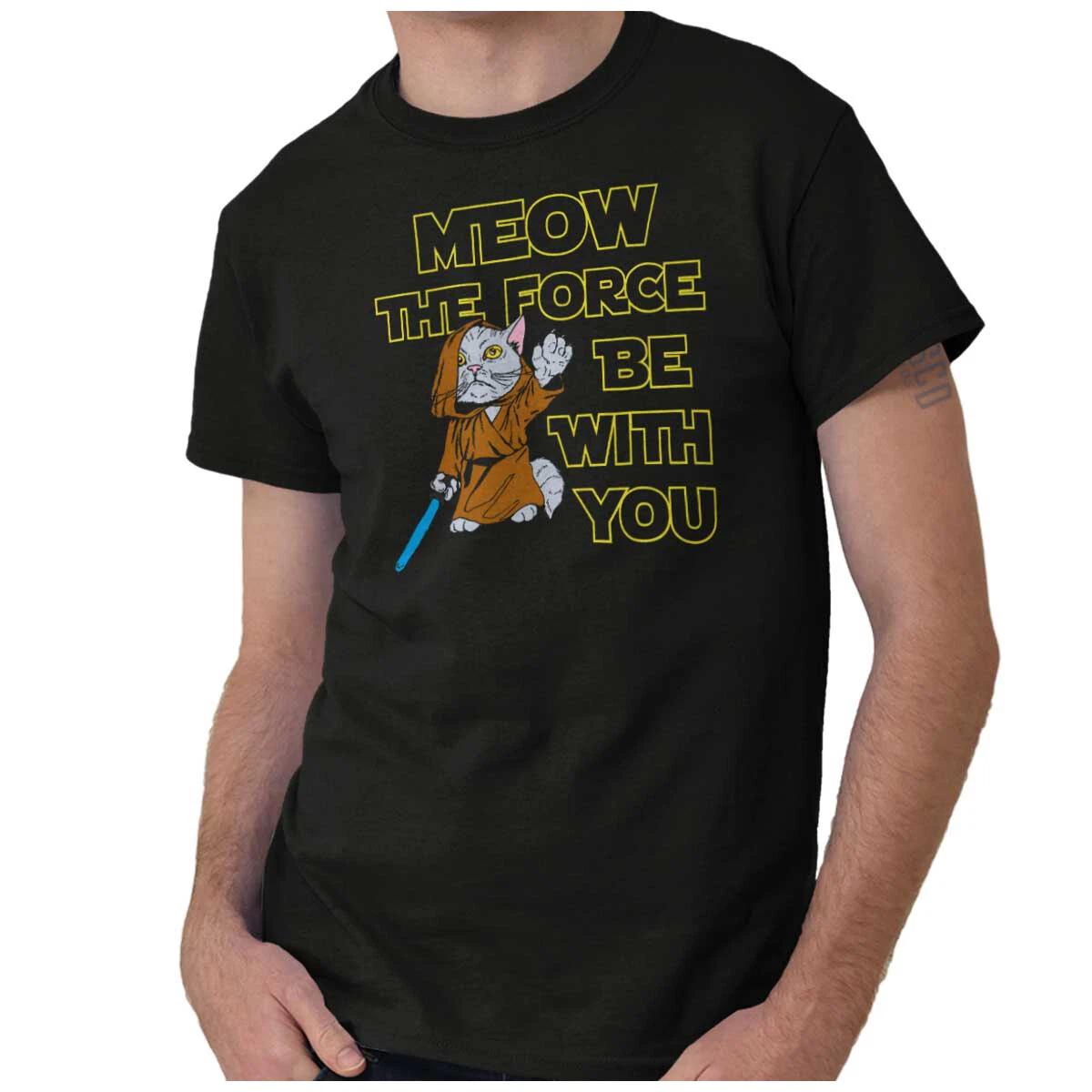 Cat Space Movie Meow The Force Be With You Womens or Mens Crewneck T Shirt Tee XL