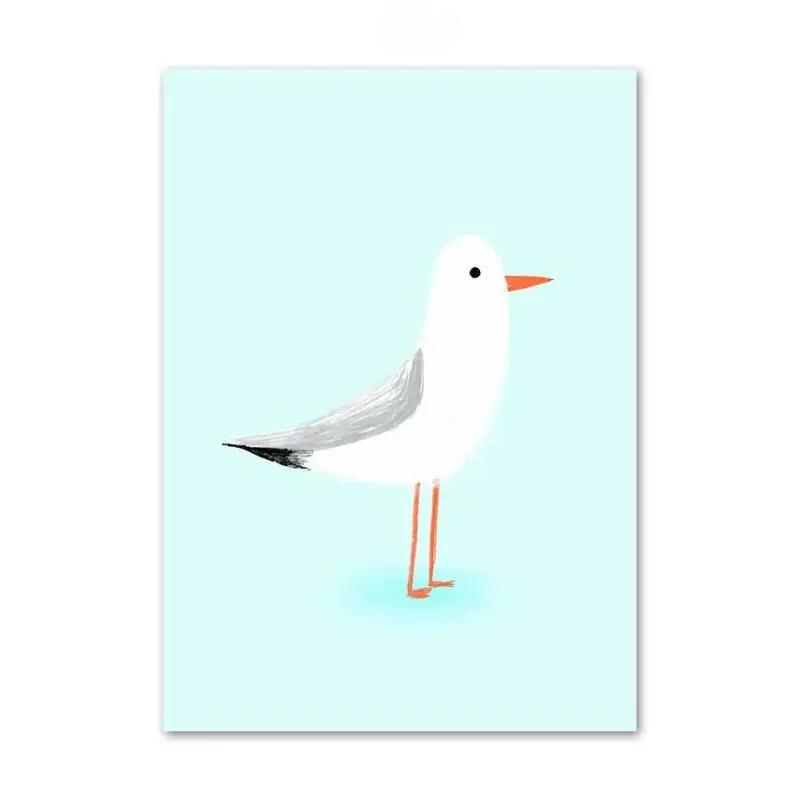 Ocean Beach Palme Surfbrett Möwe Leinwandmalerei - Reiseplakate und Drucke für Wohnzimmerdekor