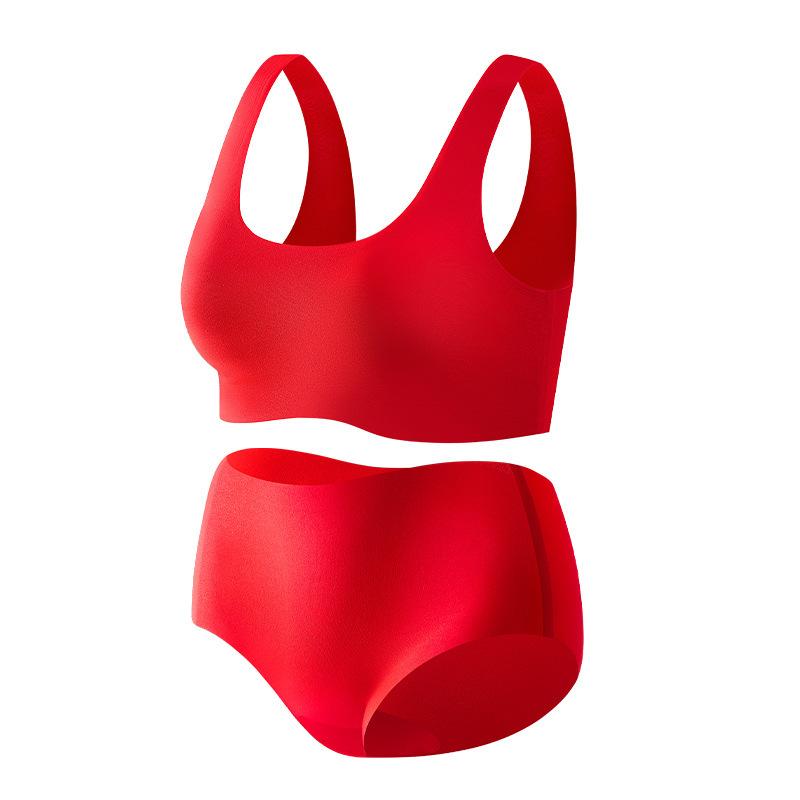 New cloud big red underwear women s natal year small breasts gather bride wedding bra cover gift box m/ 45-65kg /75.80.85abc