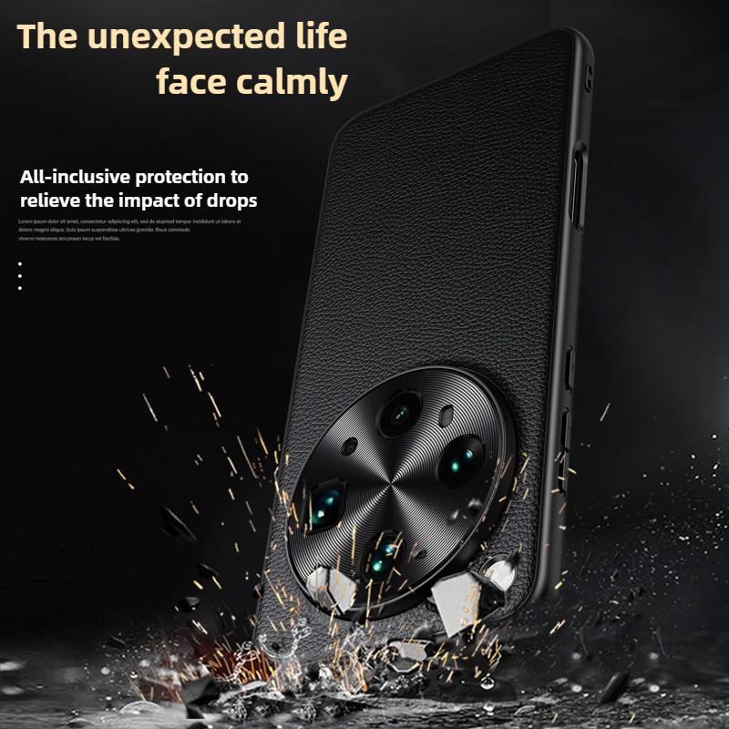 Premium Genuine Cowhide X8 Ultra X7 Litchi Leather Case for Oppo Find X8 Pro X8S Plus X6 Hardware Len Full Protection Hard Cover