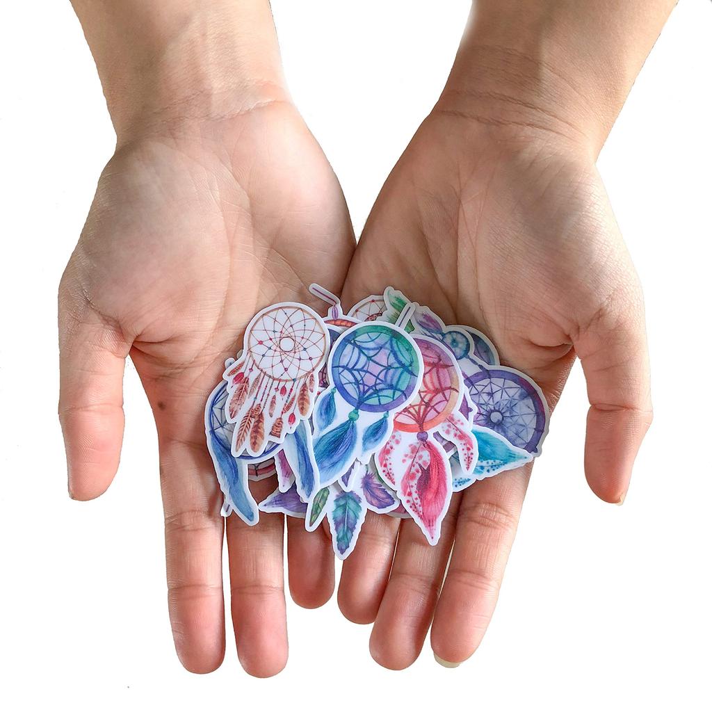 Navy Peony Dreamcatcher Waterproof Sticker Set and Stickers for Water and Journals (23 Stickers) - Cute, Water-Resistant, Long-Lasting Bottles,