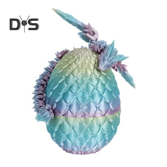 3D Printed Dragon Egg Figurine Colorful Movable Joints Articulated Flying Dragon Model Figure Toy Desktop Decoration Kids Adults Gifts