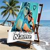Custom Name Personalized Karol G Print Beach Towel, for Trip Camping Beach Party Home Decor, Birthday Gift for Family & Friends