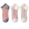 3Pairs Thickened Coral Fleece Socks Patchwork Warm Boat Socks Women Kawaii Floor Plush Socks  Winter