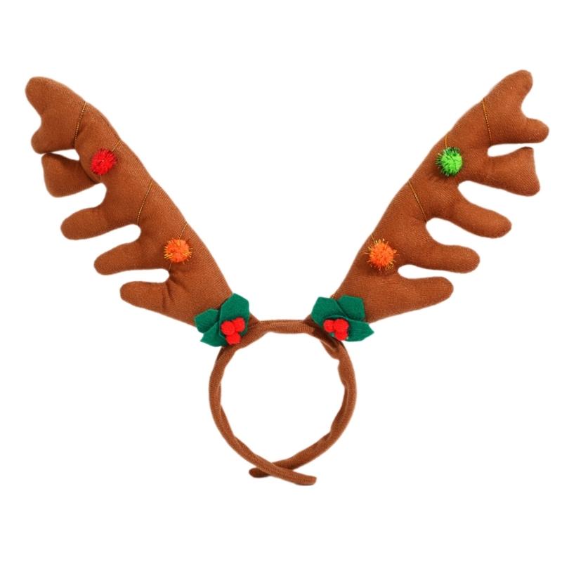 

Adjustable Brown Deer Antlers Headpiece Mistletoe Costume Accessory For Adults Kids Seasonal Event