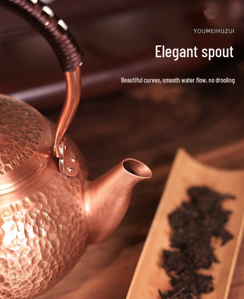 Handmade Pure Copper Tea Kettle: Open Flame Boiling and Steeping Set