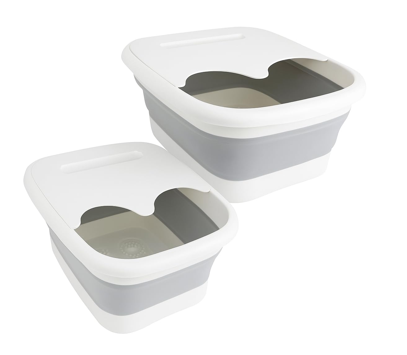 

TOREJAX Foldable Foot Bath, Portable, Footbath Bucket/Tub, Space-Saving, with Smartphone Lid, Keeps Water Cool (White)
