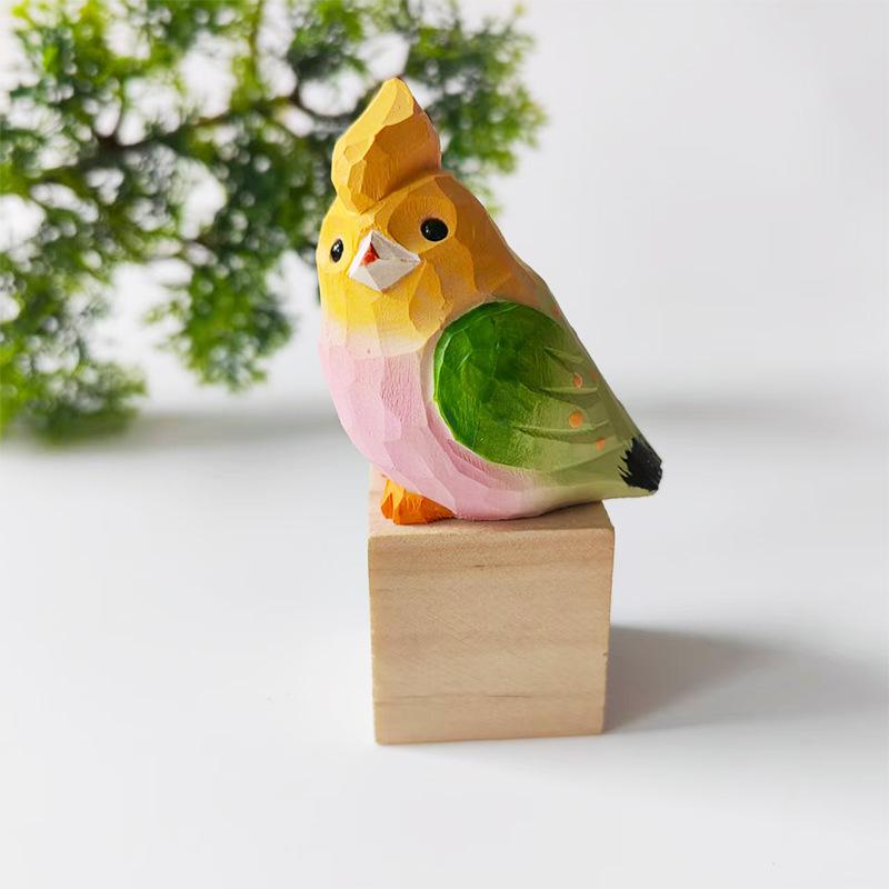 Handgefertigter bemalter Phönix-Vogel aus Massivholz zur Dekoration von Zuhause oder Büro