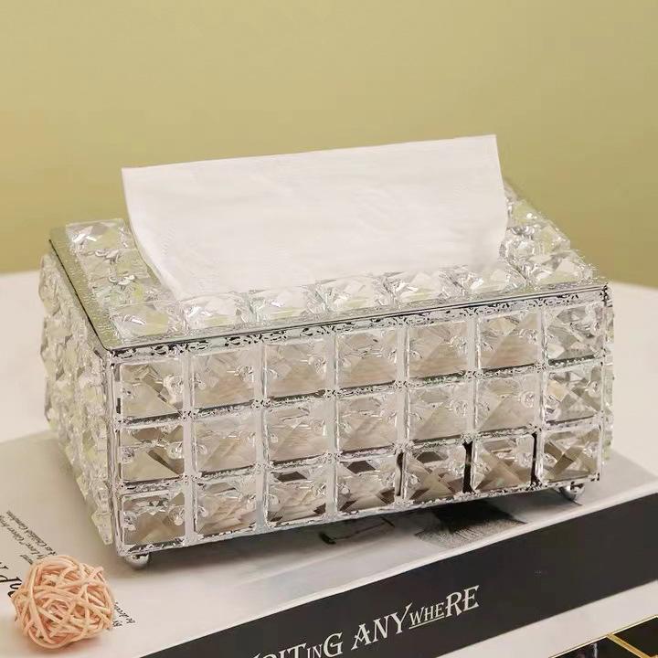 Nordic Style Crystal Tissue Box for Living Room Dining Table