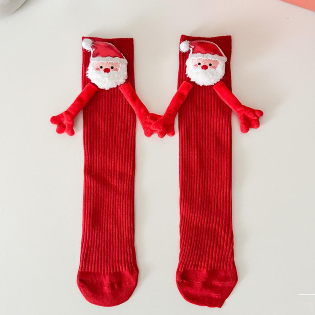 Children's Christmas Socks Cute Hand In Hand Magnetic Cartoon Doll Medium Socks