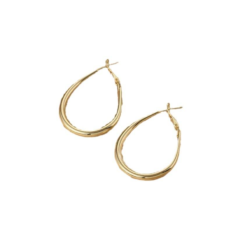 Silver needle simple oval U-shaped earrings, cold wind exaggerated earrings, simple niche ins temperament earrings women