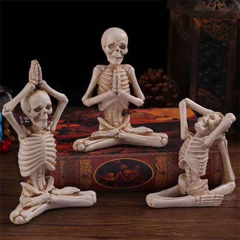 Geisha Halloween Skull Yoga Mini Ornament European Style Resin Craft Decoration