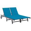 VidaXL Acacia Garden Chaise Lounge 2 Seater with Cushion Patio Sunbed Terrace Chaise Lounge Sunbed 3061393
