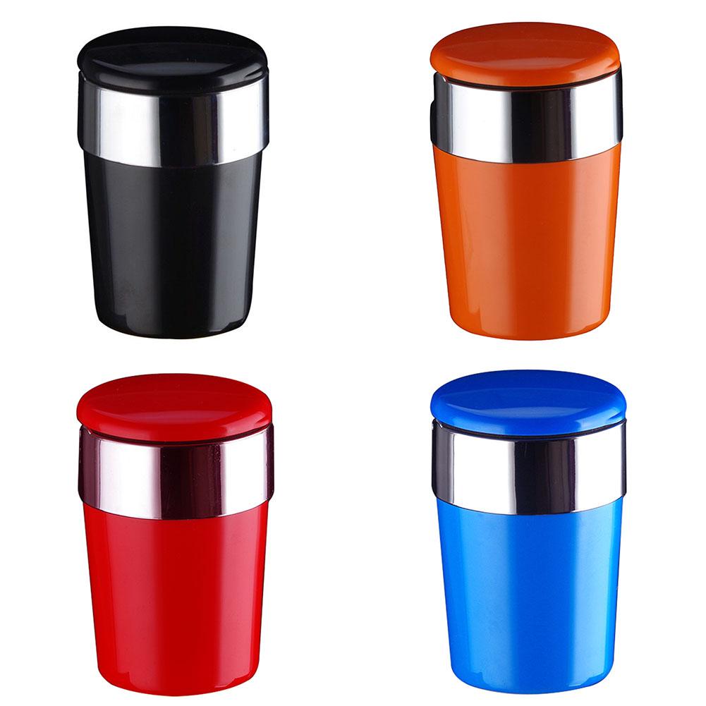 Car Ashtray with Lid Portable Ash Tray with LED Light Cigarette Ashtray Smell Proof with Double Smoke Hole for Car Travel Agency