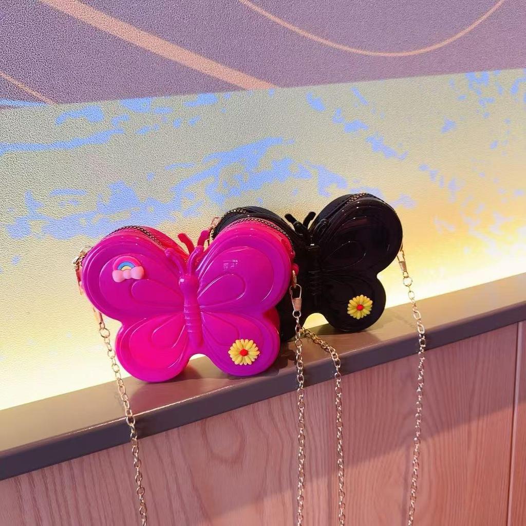 2025 Summer Colorful Butterfly Jelly Crossbody Mini Bag for Girls