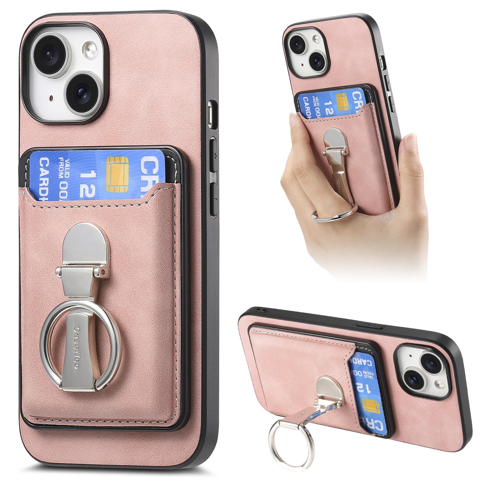 

Detachable Wallet Magnetic Leather Case for iPhone 15 Pro Max 16 Plus 14 13 12 11 Xs Max XR 7 8 SE 2022 Bracket Hover Ring Cover for IPhone8Plus рожевий