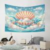 "Seashell Magic with Pearls and Waves" Pattern Wall Hanging Tapestry Decorative Tapestry Home Decor for Bedroom and Living Room