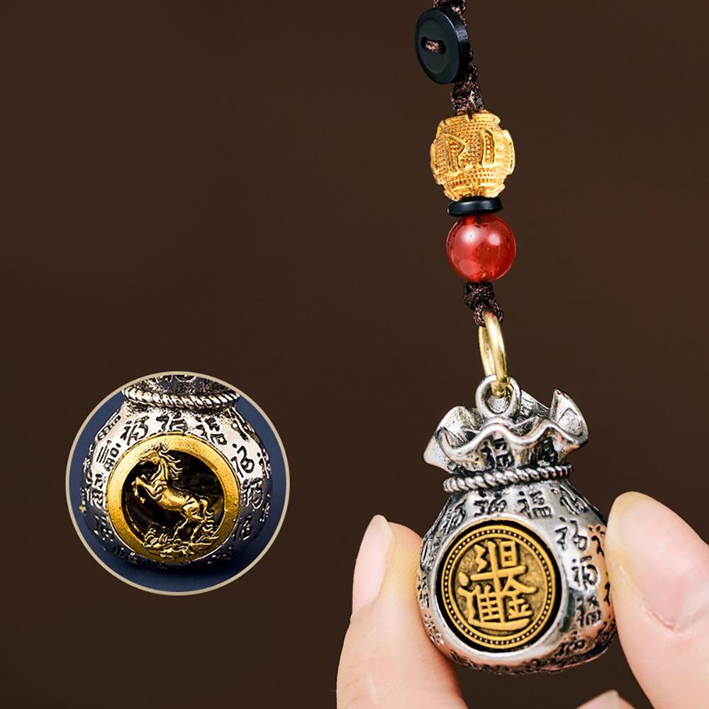 Chinese Style 12 Zodiac Keyring Brass Dragon Keychain Sheep Lucky Bag Pendant  Backpack Decor