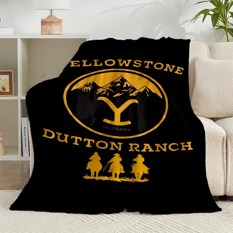 1PC Yellows-tone Dutton Ranch Flannel Blanket Gift, Suitable for Both Men And Women, Soft Ideal for Beds And Sofa, Birthday Or Christmas Gift