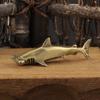 Solid Brass Shark Blue Whale Miniature Figurine Handcrafted Feng Shui Ornament for Office Tabletop Home Gift