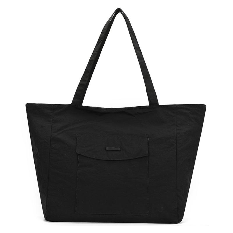 Simple solid color large capacity commuting lazy wind tote bag student leisure shoulder bag
