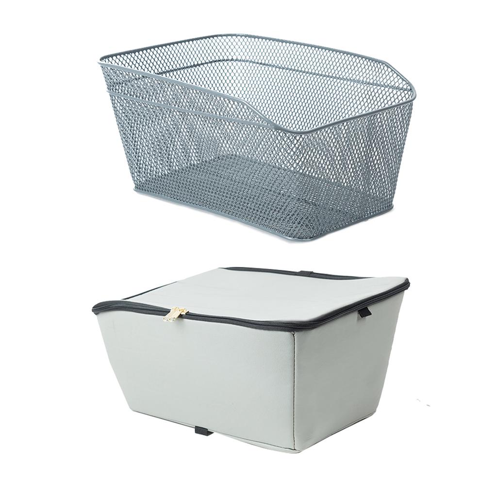Rear Bike Basket Large Capacity Metal Wire Bicycle Basket Waterproof Rainproof Cover Bag