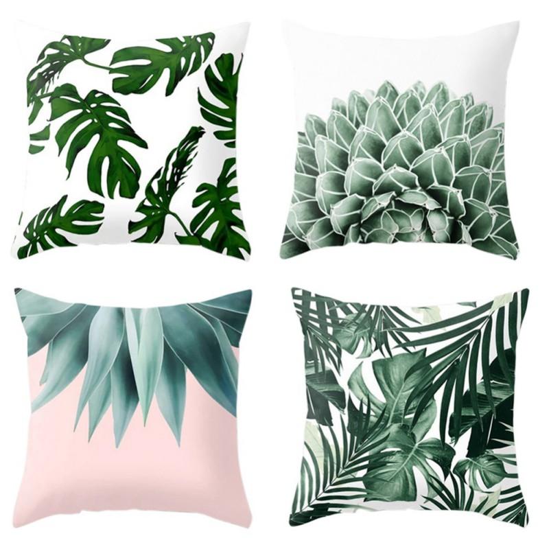 4PCS/set Tropical Plants Leaf Cushion Cover Printed Polyester Throw PillowCase Sofa Home Decor Art Pillowcase
