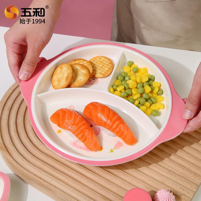 Pink Bunny Baby's Tableware Anti-scald Double-eared Plate Rabbit Shaped Complementary Food Bowls Anti-Fall Cartoon Dinner Plates