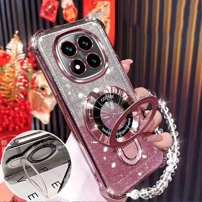 For Infinix Note 50 Note50 50X 50S Hot 50 Pro Plus Pro+ 50i Shockproof Phone Case Glitter Magnetic Bracket Holder Bracelet Cover