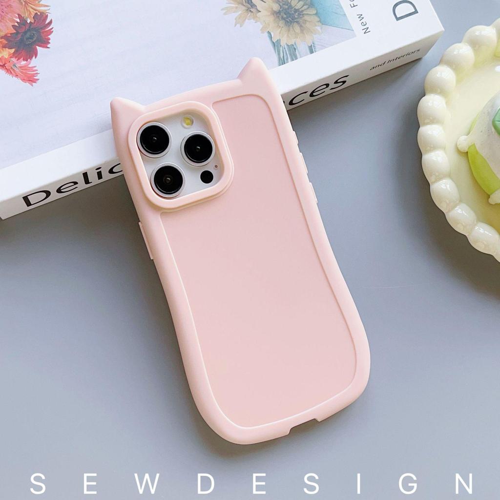 Apple 16 Pro Max Cat Ear Phone Case - TPU Soft, Transparent Cover for 15, 14, 13, 12, 11