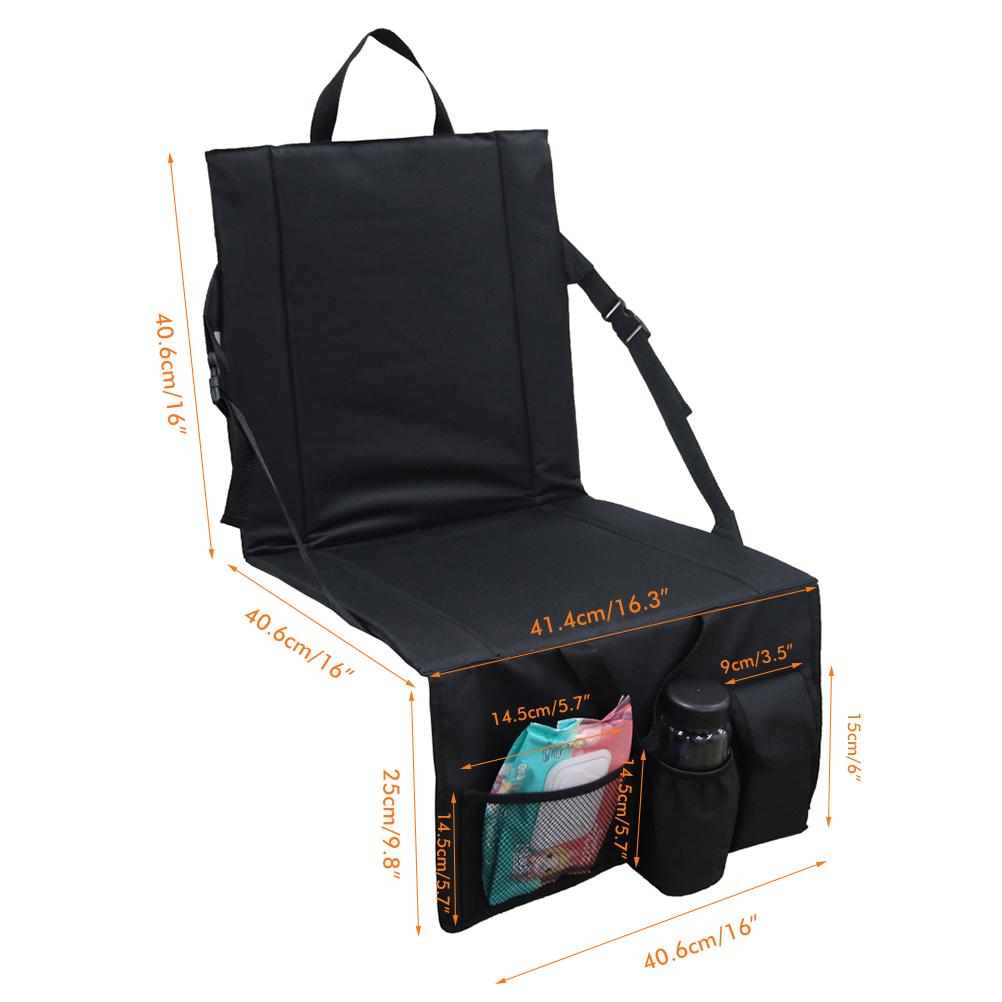 Folding Stadium Seat Camping Back Support Cushion Seat with Storage Bag Cup Holder Portable Outdoor Moisture proof