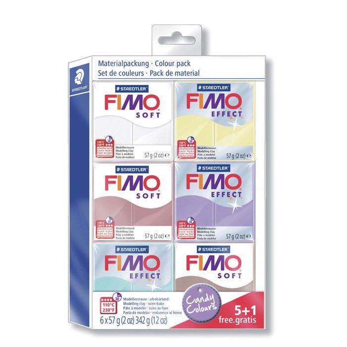Coffret de Pâte Polymère - FIMO - Soft - Couleurs Bonbons - 6x57g